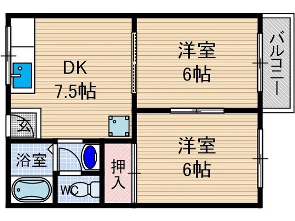 矢頭ハイツＢ棟の物件間取画像